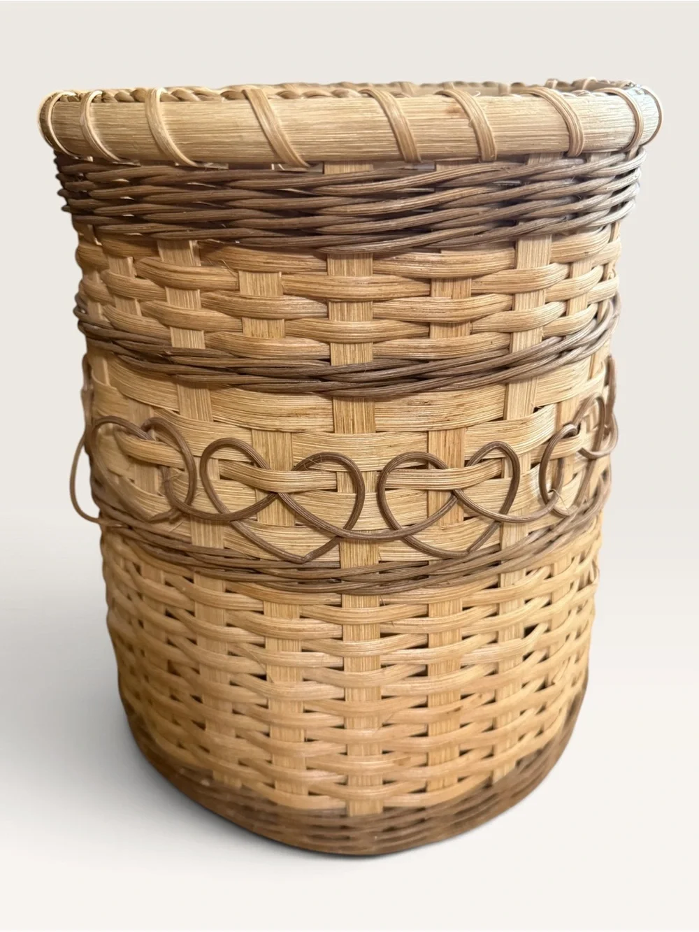 Cylindrical Hand-Woven Basket